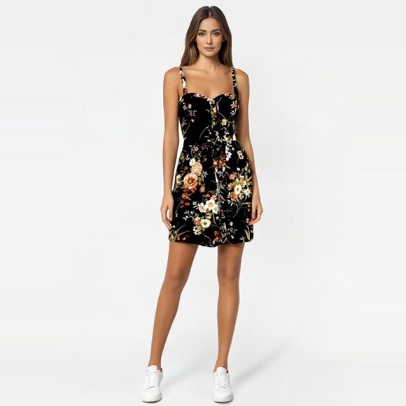 Xhilaration black floral dress, XS - Picture 1 of 6